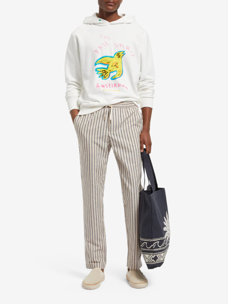 Scotch & Soda Bézs színű férfi csíkos nadrág vászonnal Scotch & Soda