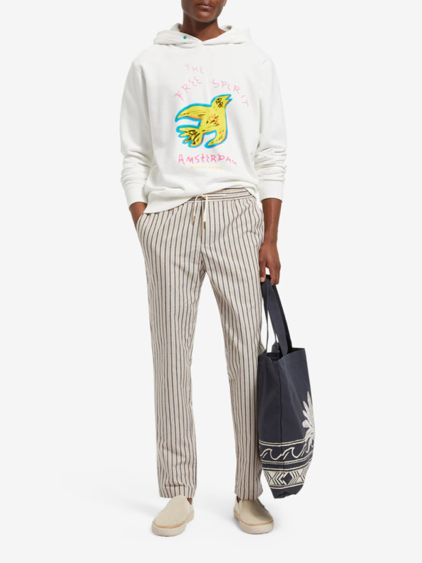 Scotch & Soda Bézs színű férfi csíkos nadrág vászonnal Scotch & Soda