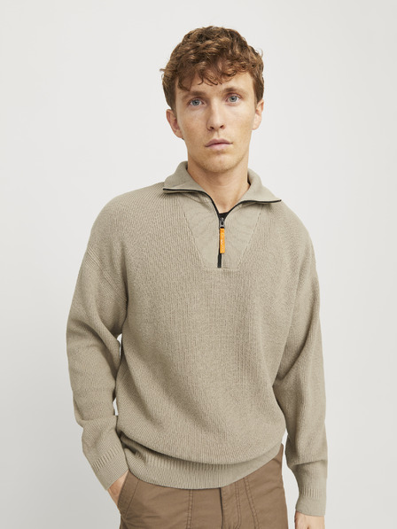 Jack & Jones Bézs férfi Jack & Jones Outdoor Zip pulóver cipzárral