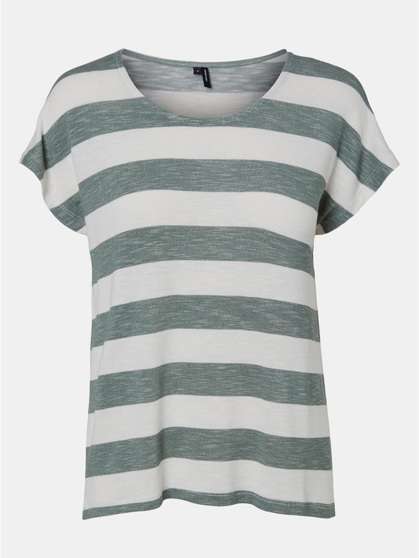 Vero Moda Zöld-fehér csíkos póló VERO MODA Wide Stripe zöld-fehér csíkos póló VERO MODA széles csíkos póló