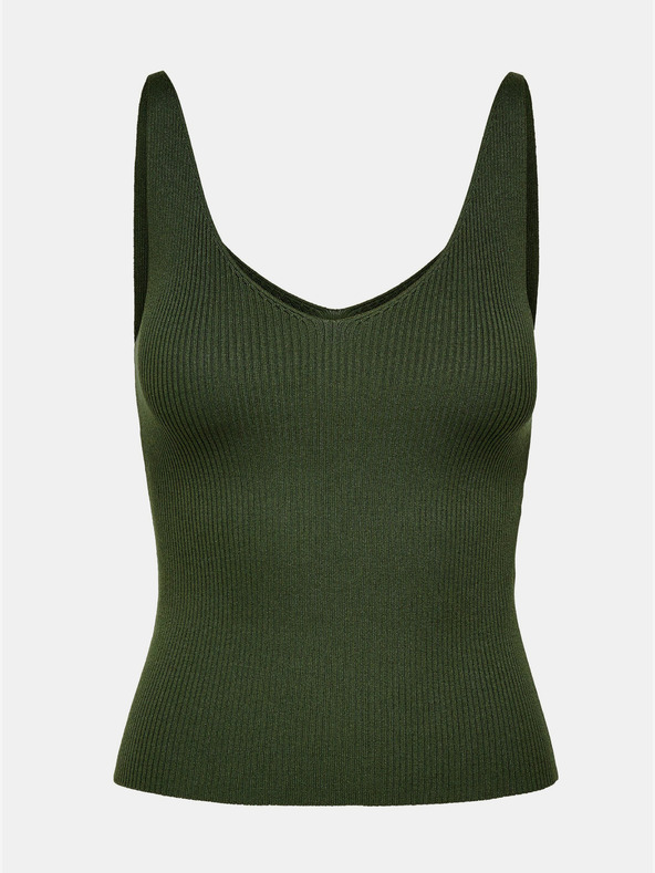 Jacqueline de Yong Sötétzöld bordázott pulóver JDY Nanna