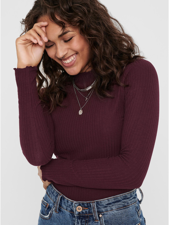 ONLY ONLY Emma bordó alap póló