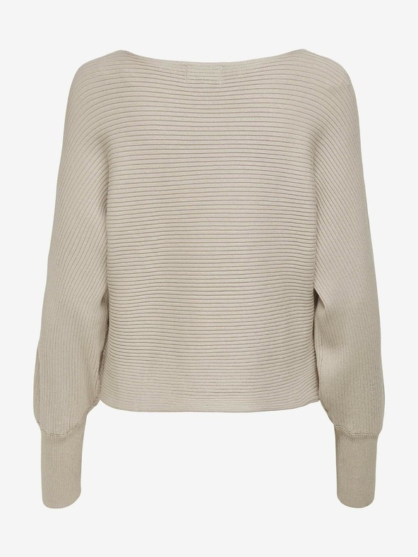 ONLY Bézs női bordázott pulóver Batwing ujjal ONLY Adaline Adaline