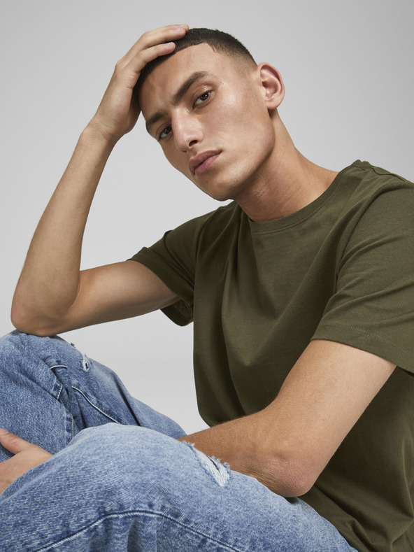 Jack & Jones Khaki színű férfi basic póló Jack & Jones Noa Noa