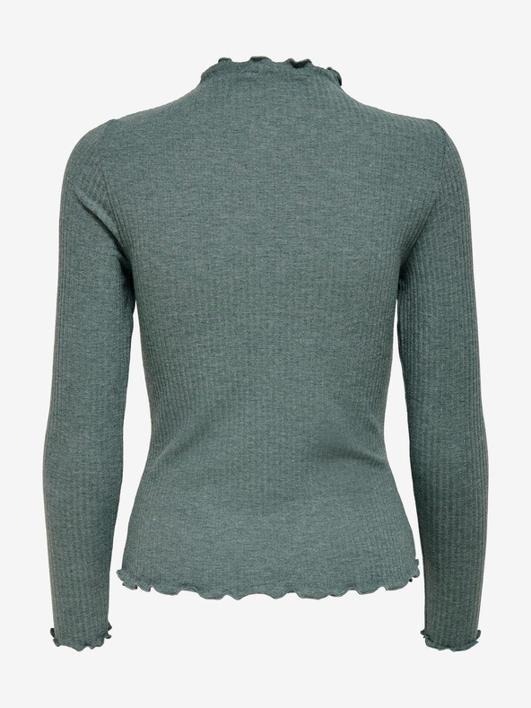 ONLY Zöld női bordázott póló ONLY Emma