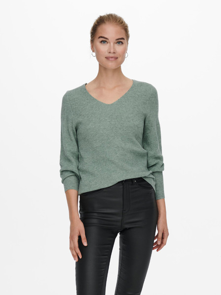ONLY Zöld bordázott basic pulóver ONLY Latia