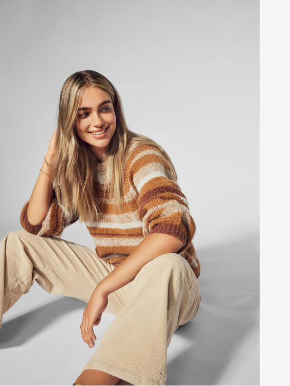 ONLY Bézs női széles szárú kordbársony nadrág ONLY Hope