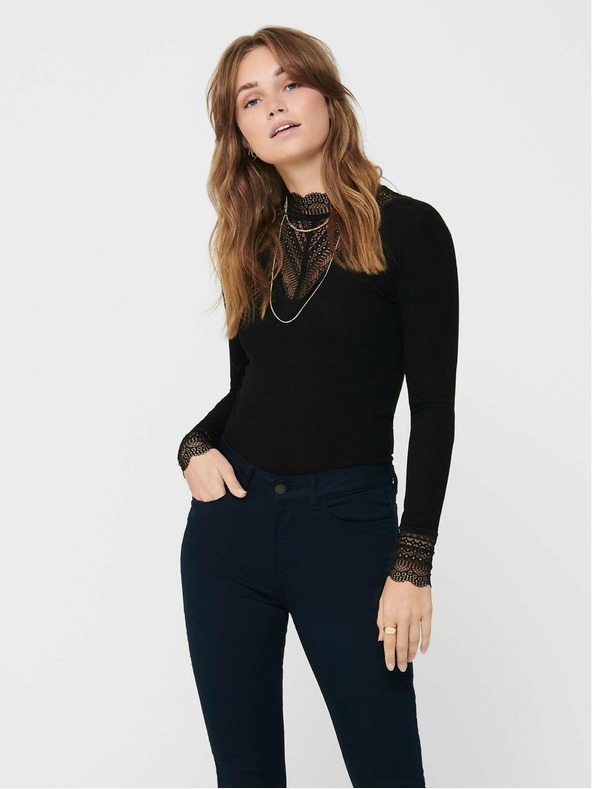 ONLY Fekete csipkés felső ONLY Tilde