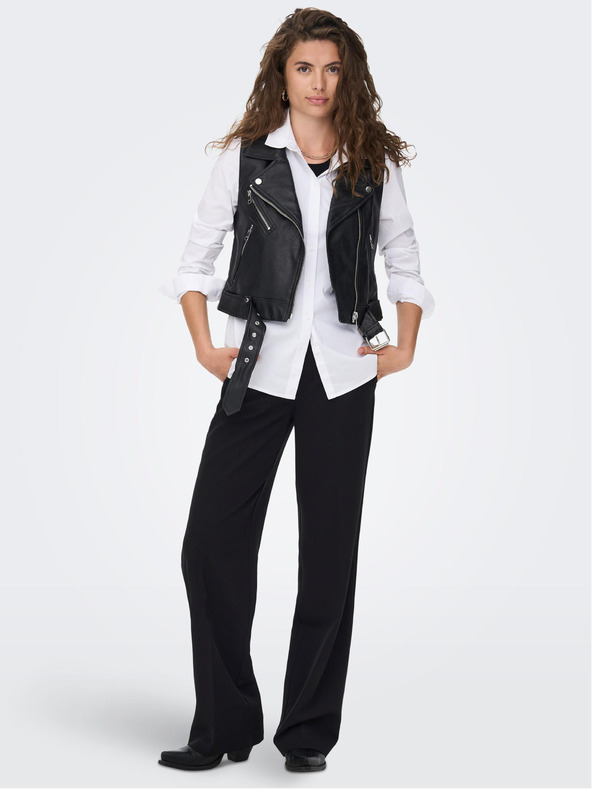 ONLY Fekete női bőrmellény ONLY Vera