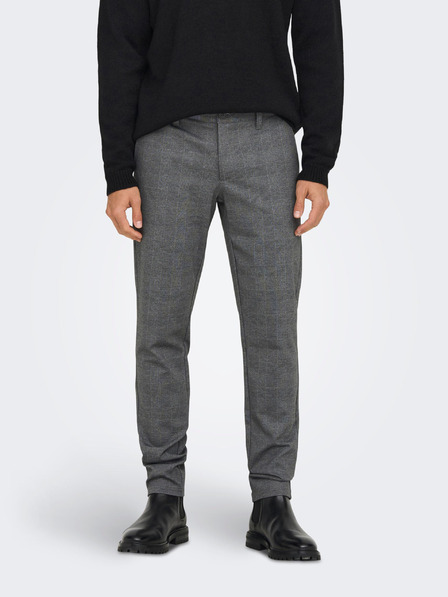 ONLY & SONS Szürke férfi kockás nadrág ONLY & SONS Mark