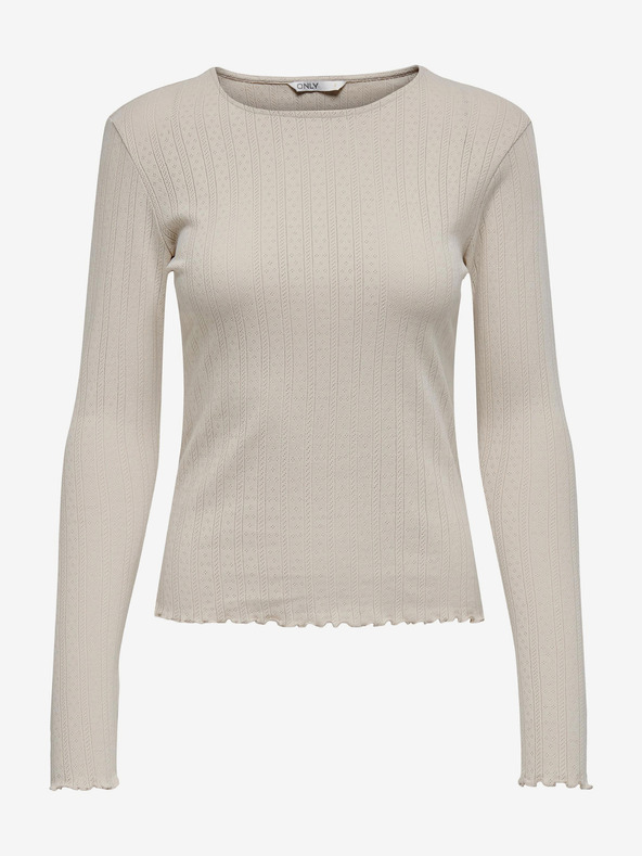 ONLY Bézs színű női hosszú ujjú póló ONLY Carlotta