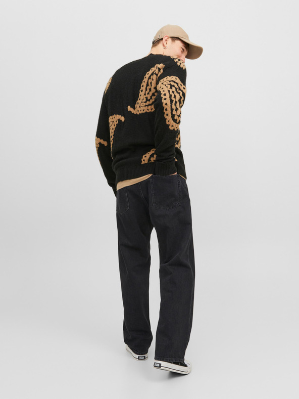 Jack & Jones Fekete, széles szárú férfi farmer Jack & Jones Alex