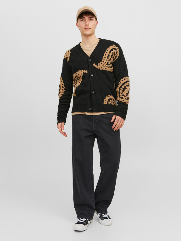 Jack & Jones Fekete, széles szárú férfi farmer Jack & Jones Alex