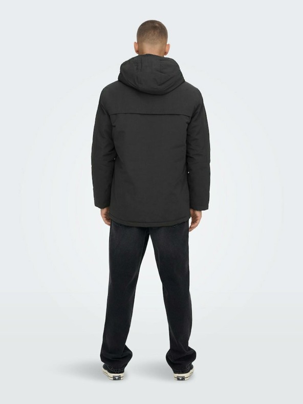 ONLY & SONS Fekete férfi télikabát ONLY & SONS Jayden