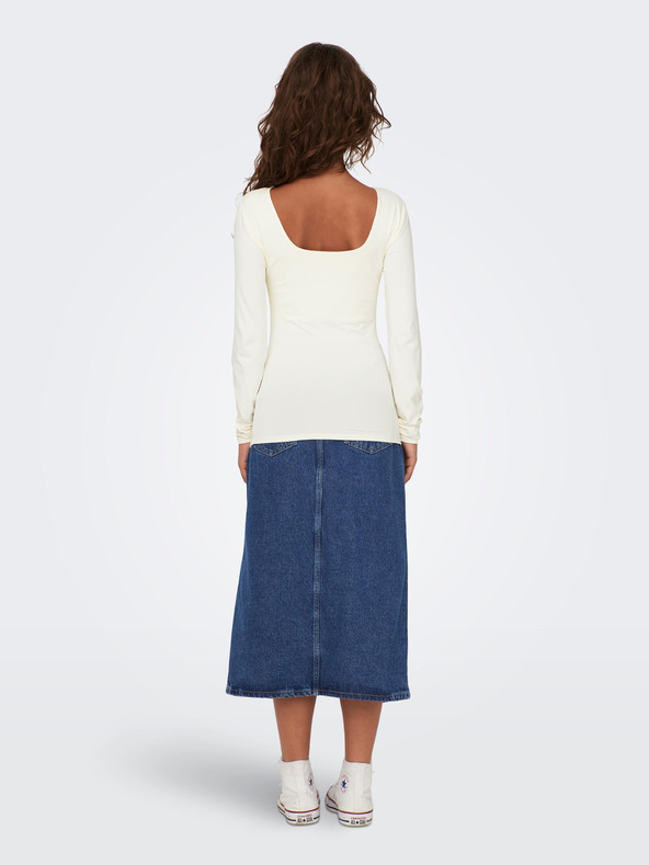 ONLY Krémszínű női alap hosszú ujjú póló ONLY Lea Lea