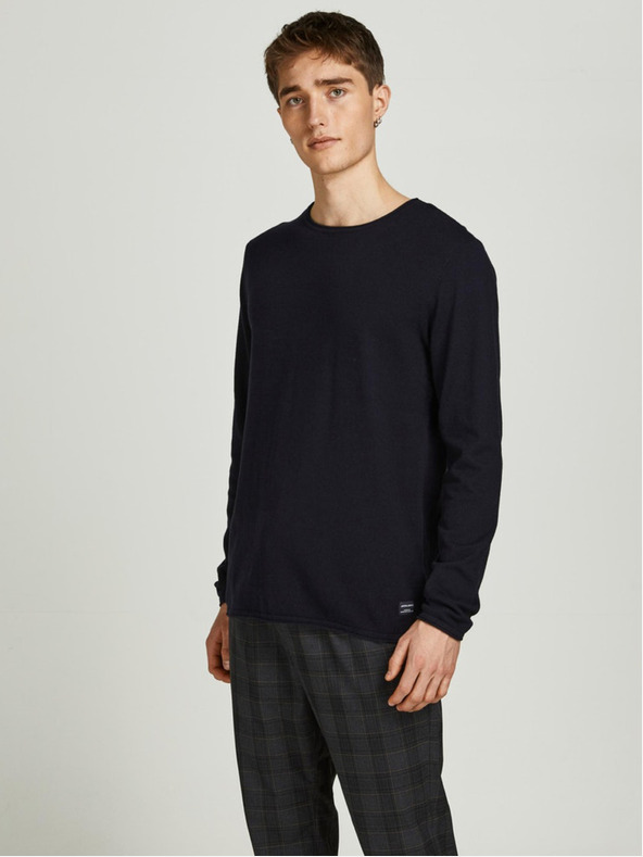 Jack & Jones Fekete férfi basic pulóver Jack & Jones Hill
