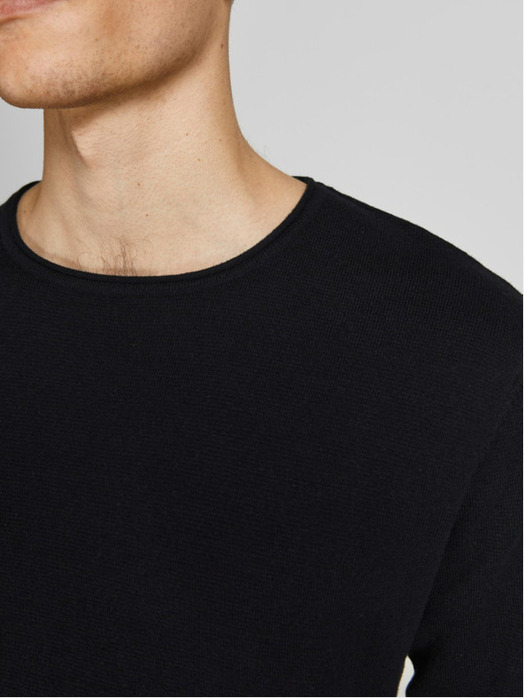 Jack & Jones Fekete férfi basic pulóver Jack & Jones Hill
