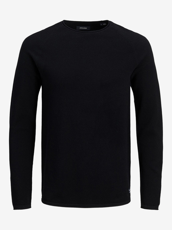 Jack & Jones Fekete férfi basic pulóver Jack & Jones Hill