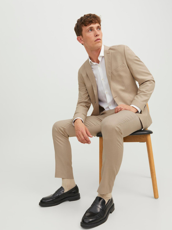 Jack & Jones Jack & Jones Solaris férfi bézs színű gyapjúnadrág