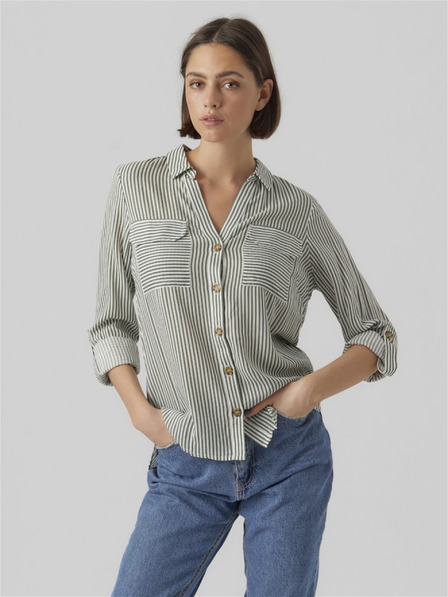 Vero Moda Fehér és zöld Vero Moda női csíkos blúz BUMPY