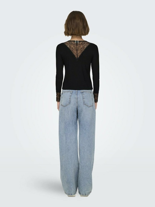 Jacqueline de Yong Fekete női csipkés póló JDY Roxy