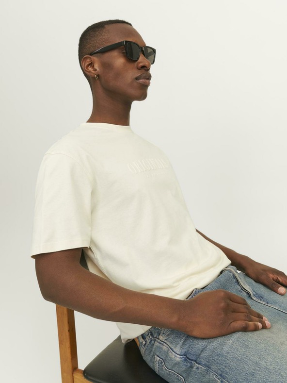 Jack & Jones Krém színű férfi Jack & Jones Frederiks JORFREDERIKSBERG Frederiks JORFREDERIKSBERG férfi póló