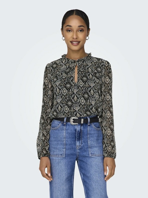 ONLY Bézs-fekete női mintás blúz ONLY Ditsy