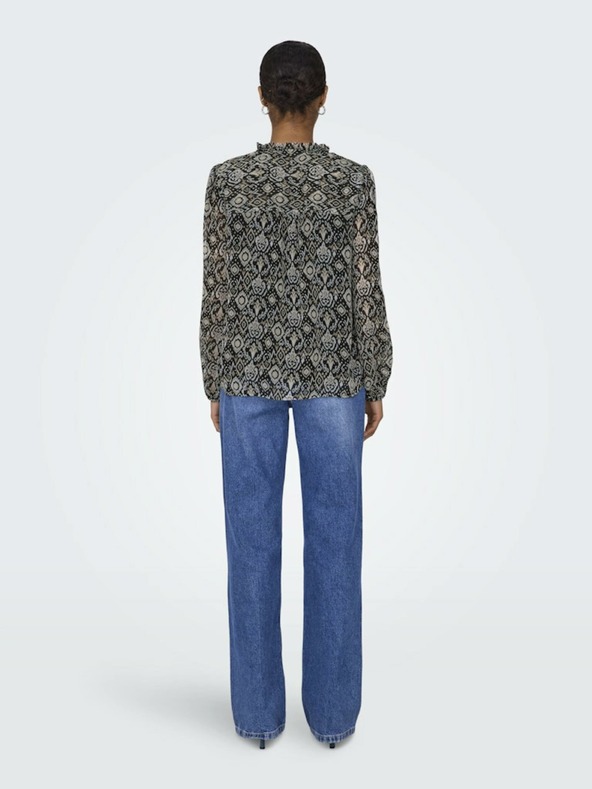 ONLY Bézs-fekete női mintás blúz ONLY Ditsy