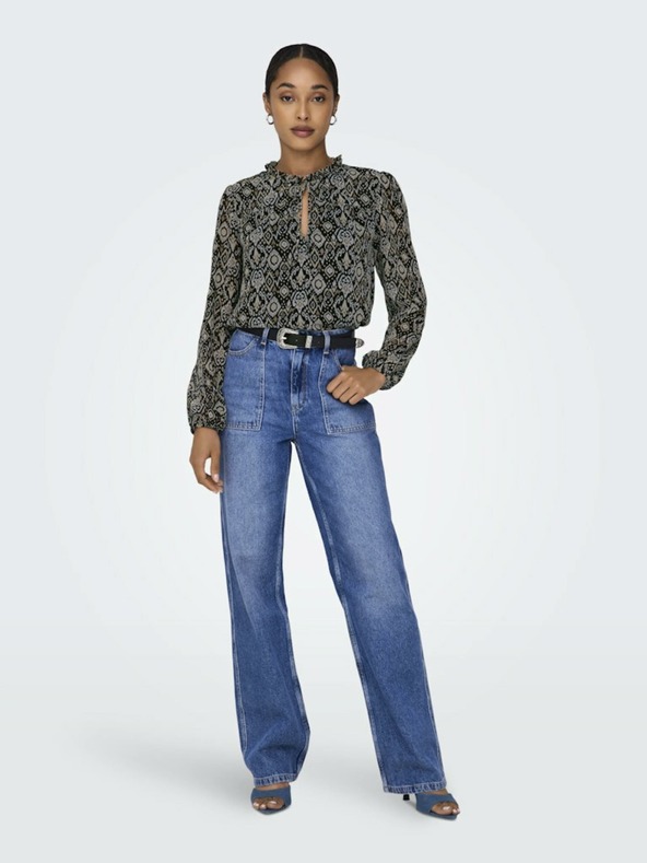 ONLY Bézs-fekete női mintás blúz ONLY Ditsy