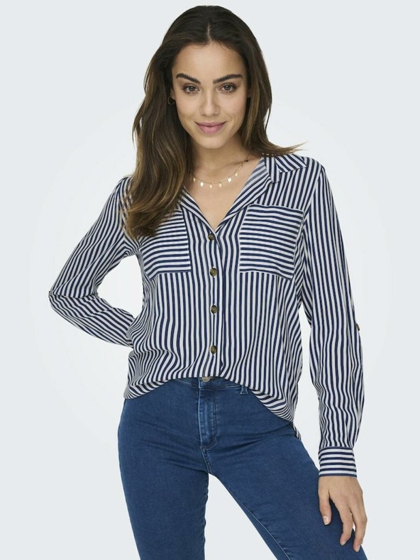 ONLY Fehér és kék női csíkos póló ONLY Yasmin