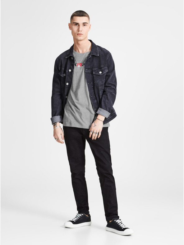 Jack & Jones Jack & Jones szürke csíkos nyomtatott póló póló