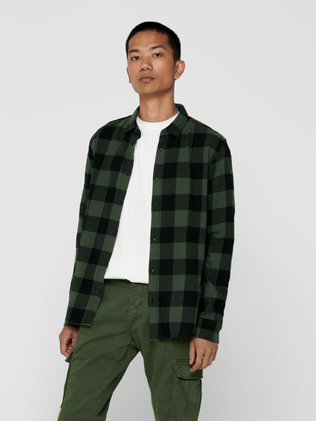 ONLY & SONS ONLY & SONS Gudmund fekete-zöld kockás ing