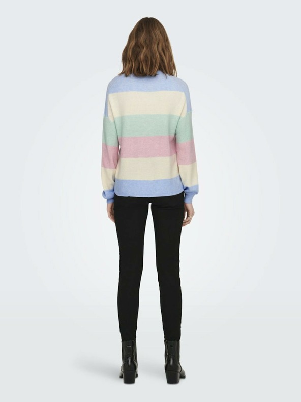 ONLY Rózsaszín és kék női csíkos pulóver ONLY