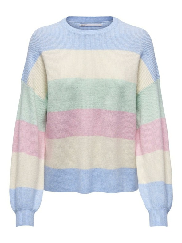 ONLY Rózsaszín és kék női csíkos pulóver ONLY