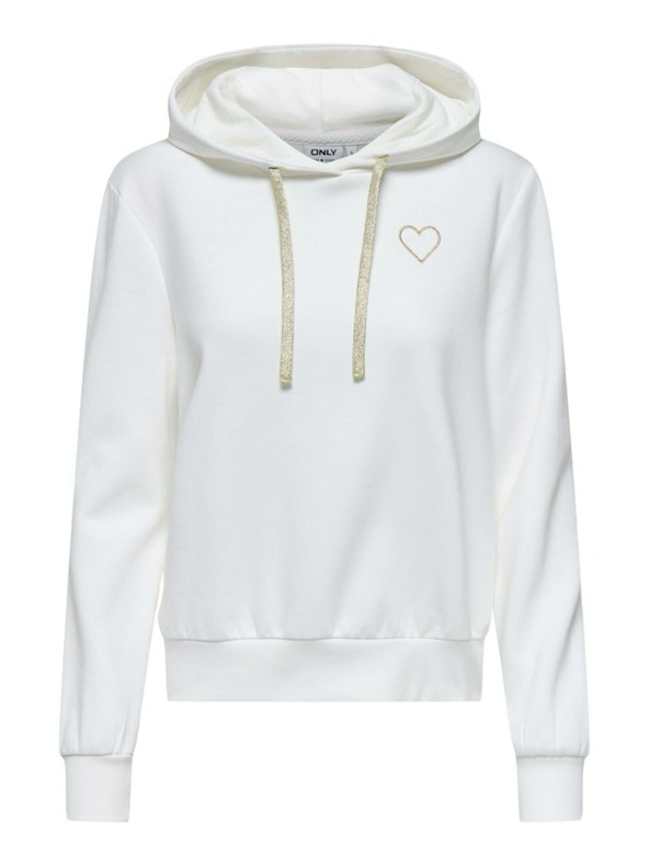 ONLY Fehér női kapucnis pulóver ONLY