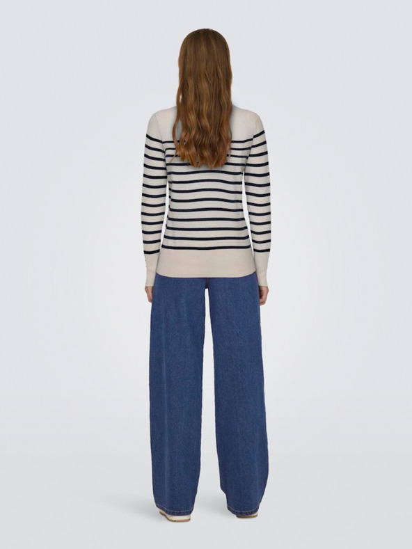 Jacqueline de Yong Kék és bézs női csíkos pulóver JDY Malou kék és bézs színben