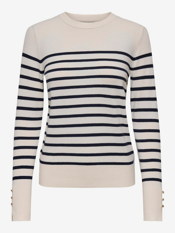 Jacqueline de Yong Kék és bézs női csíkos pulóver JDY Malou kék és bézs színben