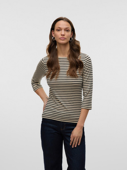 AWARE by VERO MODA Bézs női csíkos póló AWARE by VERO MODA Fiona