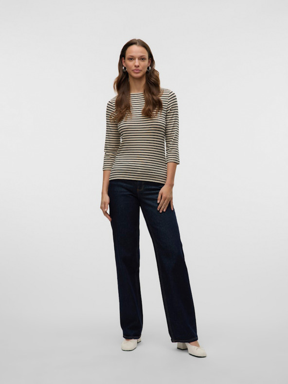 AWARE by VERO MODA Bézs női csíkos póló AWARE by VERO MODA Fiona