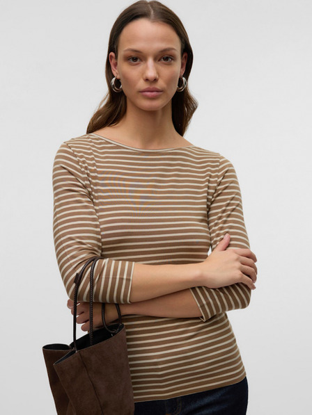 AWARE by VERO MODA Barna női csíkos póló AWARE by VERO MODA Fiona