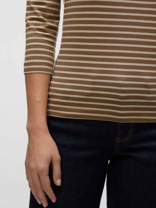 AWARE by VERO MODA Barna női csíkos póló AWARE by VERO MODA Fiona