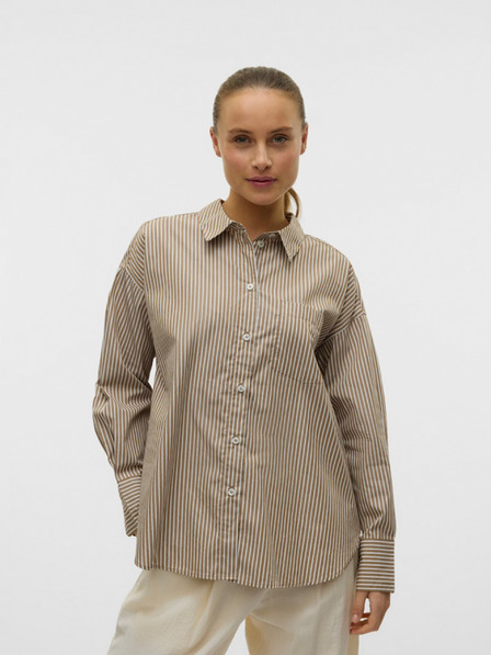 AWARE by VERO MODA Barna női csíkos póló AWARE by VERO MODA