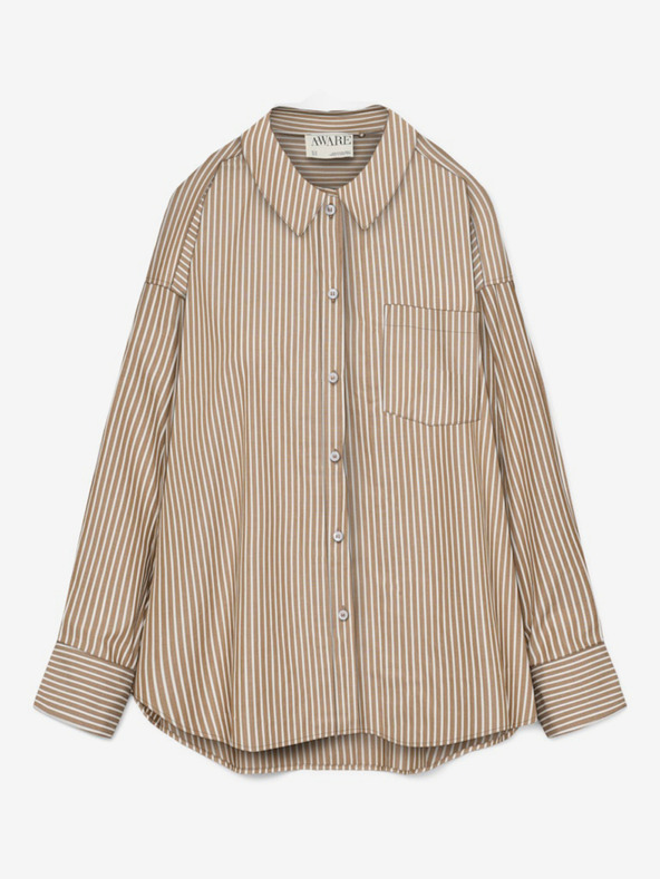 AWARE by VERO MODA Barna női csíkos póló AWARE by VERO MODA