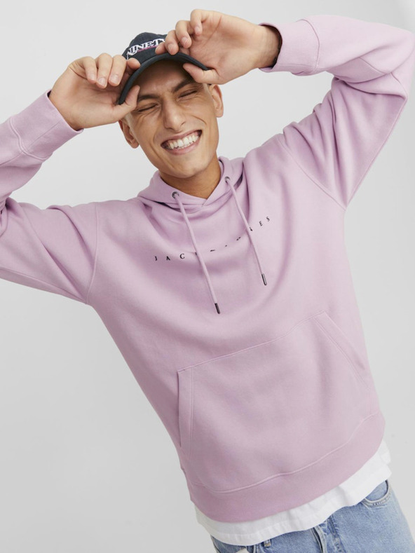 Jack & Jones Világos rózsaszínű férfi Jack & Jones Star kapucnis pulóver