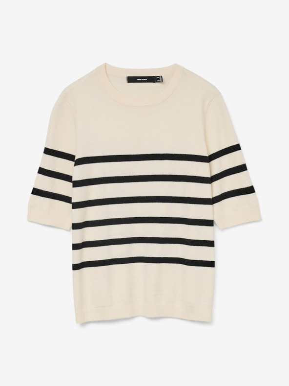 Vero Moda Fekete és bézs Vero Moda Saba női csíkos pulóver