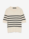 Vero Moda Fekete és bézs Vero Moda Saba női csíkos pulóver