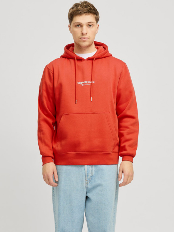 Jack & Jones Narancssárga Jack & Jones Vesterbro férfi kapucnis pulóver