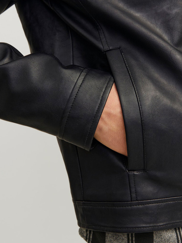 Jack & Jones Fekete férfi Jack & Jones Dylan bőrdzseki