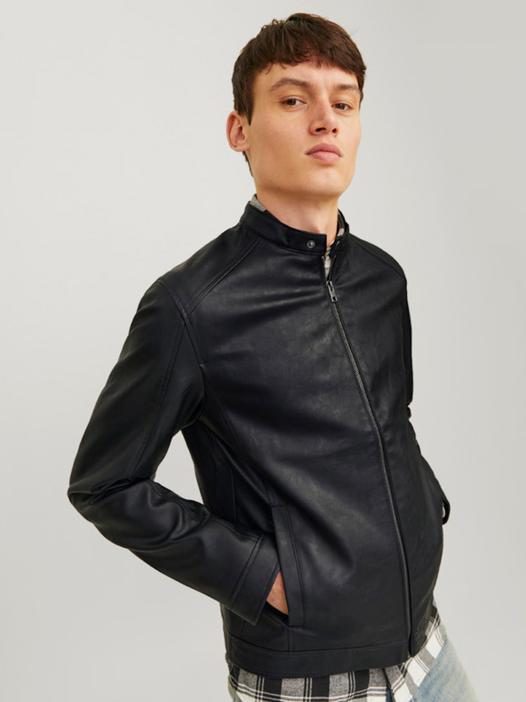 Jack & Jones Fekete férfi Jack & Jones Dylan bőrdzseki