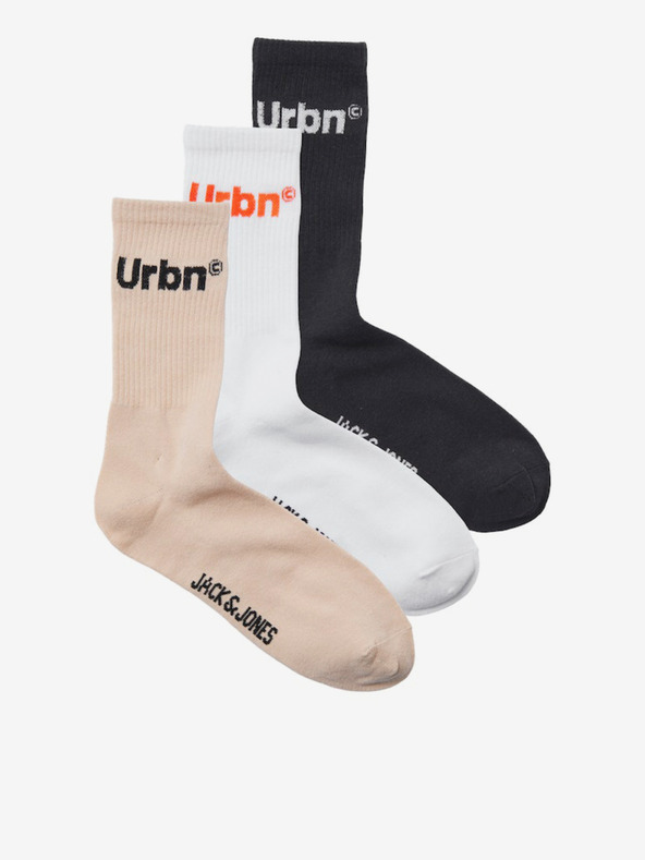 Jack & Jones Három pár férfi zokni készlet fehér, fekete és bézs színben Jack & Jones